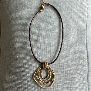 Chico's Gold and Brown Geometric Necklace